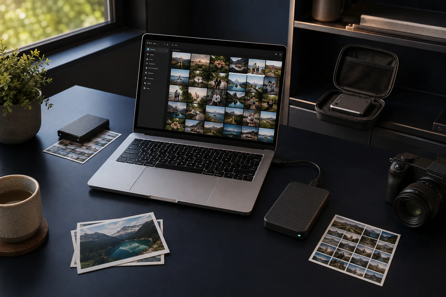 One working photo archive with two physically separate copies.