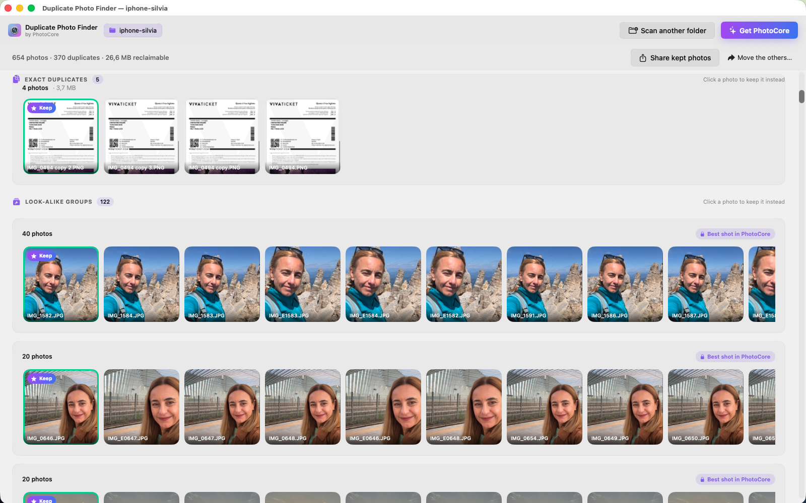 Duplicate Photo Finder for Mac: results
